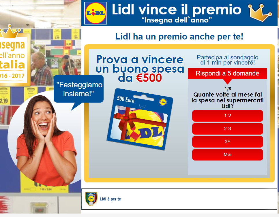 Concorso Vinci 500€ di Spesa da Lidl
